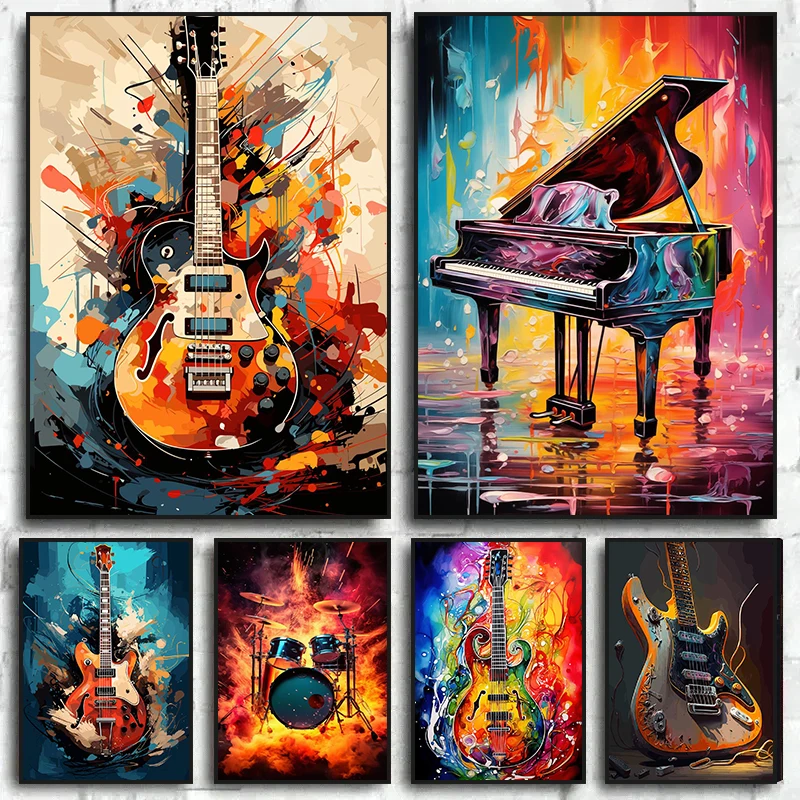 Musical Instrument Poster - Soyut Renkli Sanat Müzik Aletleri Davul