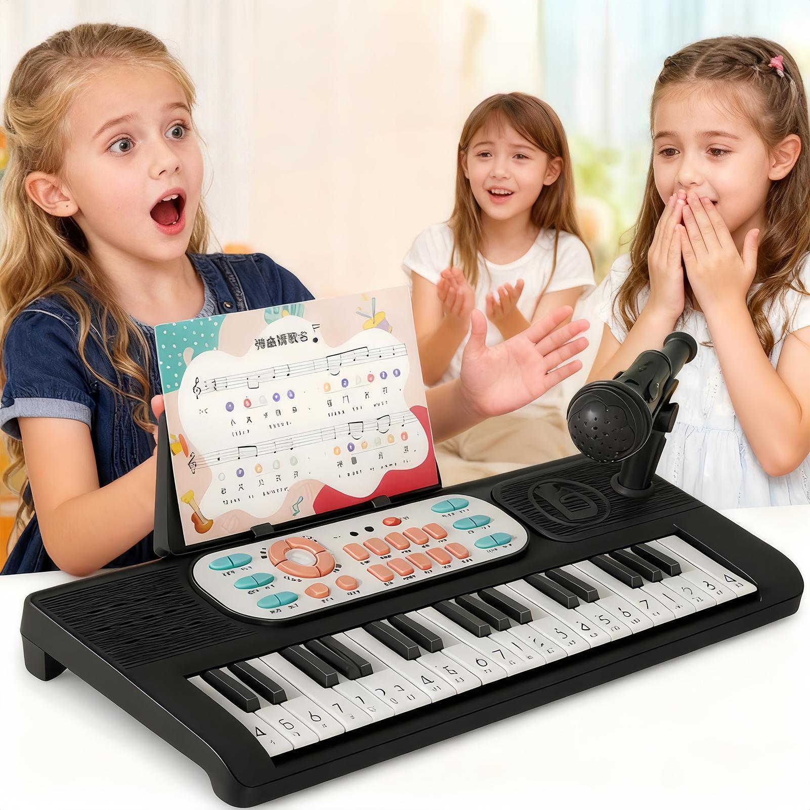 Song With Musical Instrument - Çocuklar Elektrikli Piyano 37 Bebek Klavye