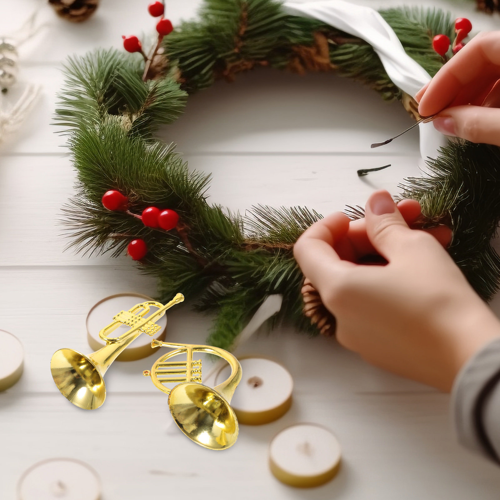 Musical Instrument Xmas Ornaments - 12 Adet Noel Mini Müzik Aletleri