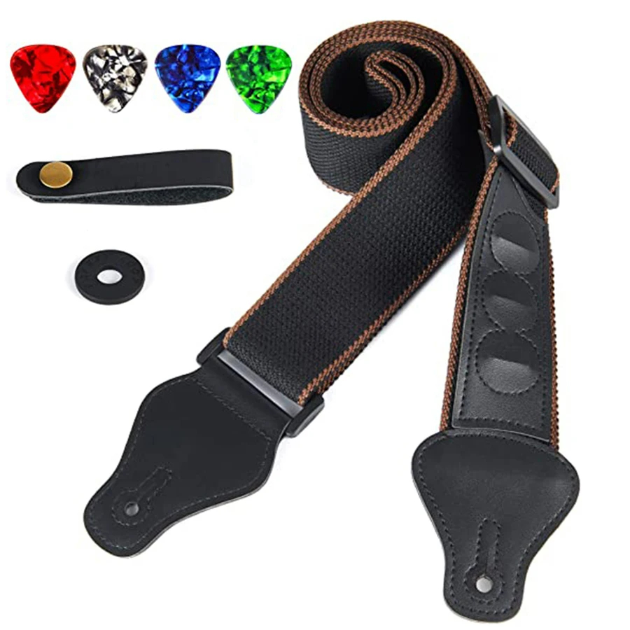 Musical Instrument Bass - 7 adet/takım Gitar Askısı Siyah PU