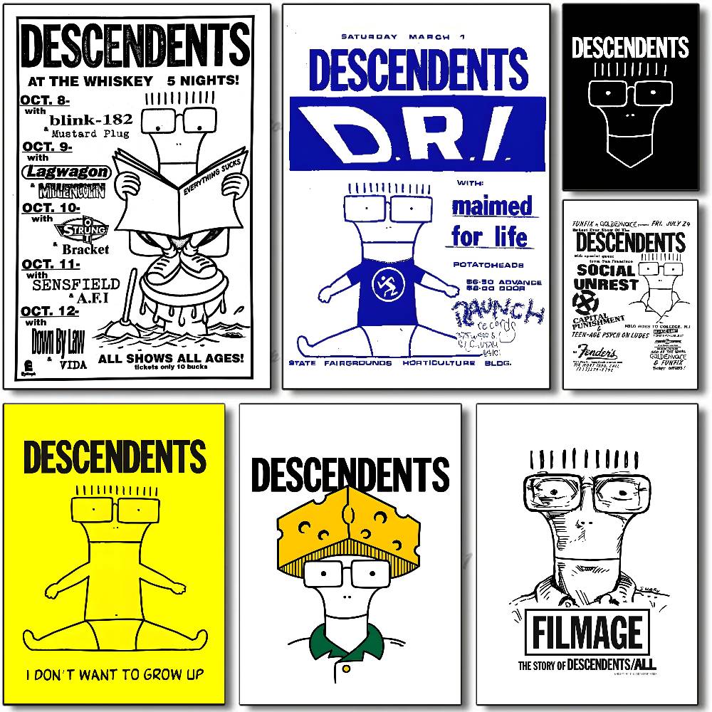 Musical Instrument Poster - 1 adet Rock Punk Grupları Albümü