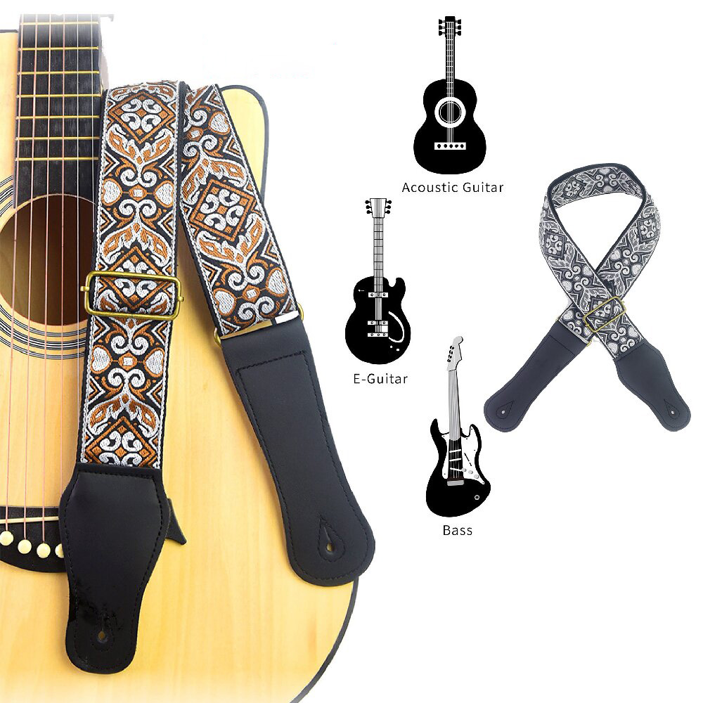 Musical Instrument Bass - Gitar Askısı İşlemeli Baskı Etnik Tarzı